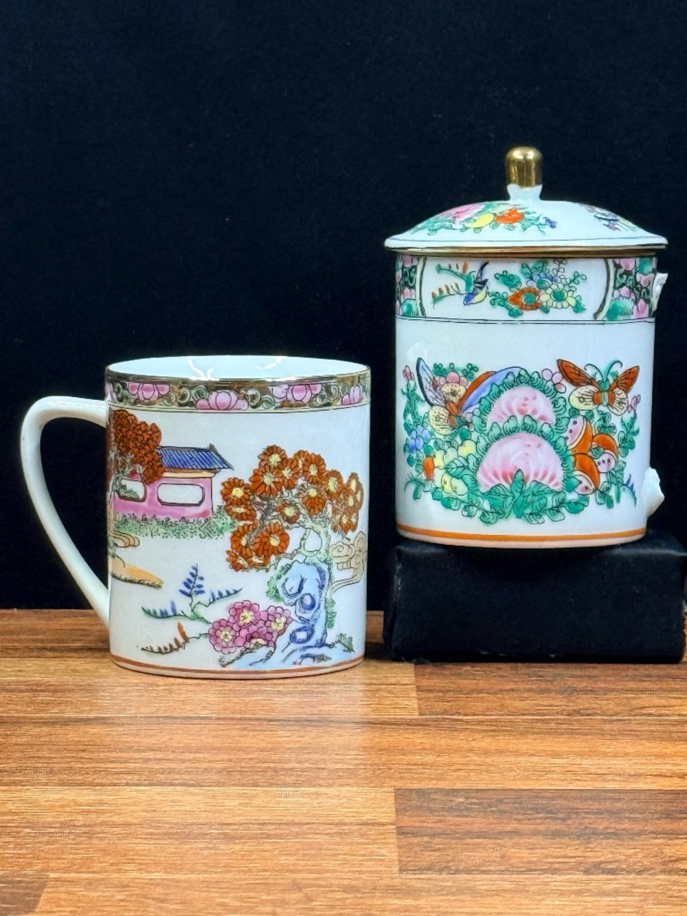 Hand Painted Asian Tea Cups (Set of 2)